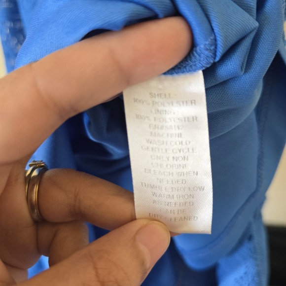 London Times Women Med Blue Maxi Dress Eyelet Coquette Feminine Cottage Vacation - Picture 7 of 7